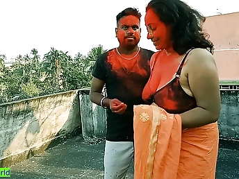 Steamy Tamil couple indulges in a filthy talk and rear end-fashion activity at Holi jamboree