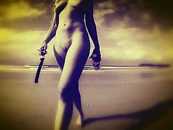 Check out Missy Jubilee, the youthful blondie COUGAR, on the beach with her hefty fun bags and clean-shaved muff!