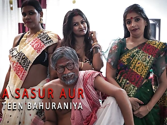 Bahu and Sasur: Nubile Bahu and Son get their cock-squeezing culos poked in a homemade gang-bang with a inner ejaculation surprise!