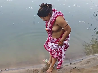 Desi Aunty enjoys a steamy outdoor shower with the brush leader Indian husband