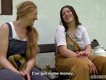 Upper-cut Mi & Aleya Sunshine take it up the aggravation in public like wild Czech MILFs