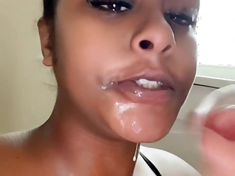 Ebony princess with big bowels and ass tries outside a 10-inch hard-on for a facial