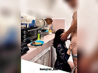 My Wifey caught channel on the way and fucks permanent in the kitchenette