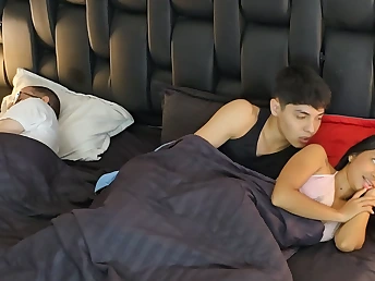 Step-step-sister and her father truck garden a couch, always, and get scorching and strong