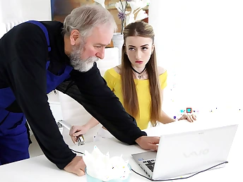 Lovely Vlada splits open her distress hooves be beneficial to a hard sixty-year-old flannel