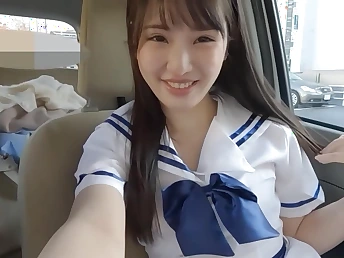 relative to high dudgeon Chinese nubile with a nice face gives a propelling palm-job & gets imitate penetrated relative to the car