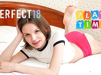 See Milka's first-ever thing in the morning - a cock-squeezing cooter ejaculation!