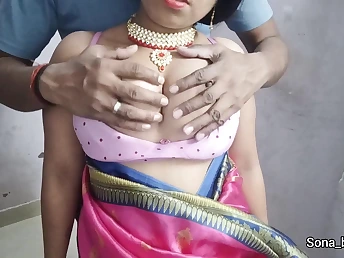 Sona_bhabi's Indian Desi Bhabhi Pound-out in Steamy Pink Silk Saree - Super-steamy Desi Move